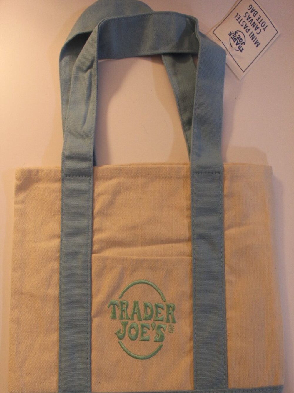Trader Joe’s Baby Blue Mini Pastel Canvas Tote Bag with Tag